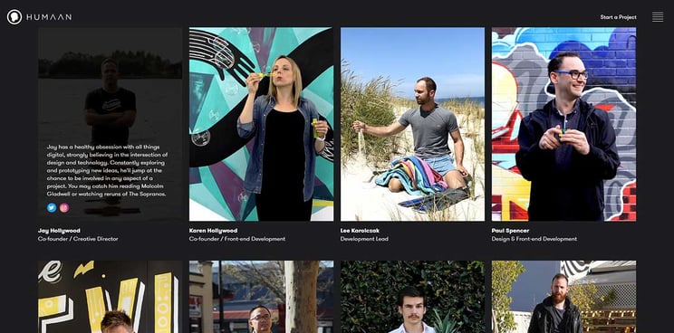 our team page design